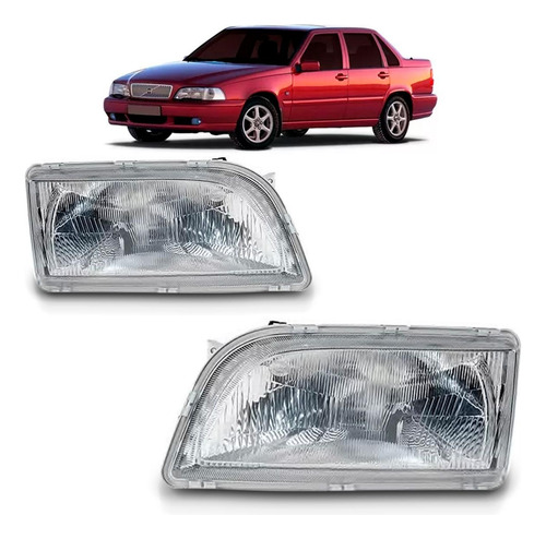 Par Farol Para Volvo S70 1997 1998 1999 2000 Lente Raiada