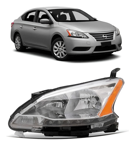 Farol Para Nissan Sentra 14 15 2016 Cromado Com Led 1ª Linha - Direito/passageiro