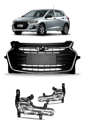 Grade Onix 2020 A 2025 Friso Cromado E Par Led Drl S/ Botão