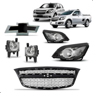 Kit Frente Agile Montana 2009 A 2012 Grade Par Farol E Milha Preto Preto