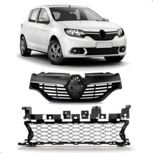 Par Tela Frontal Sandero 2014 A 2019 Friso Cromado Preto