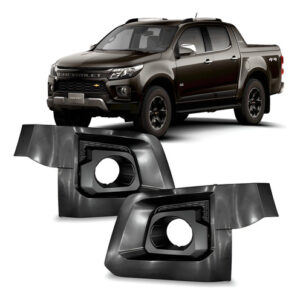 Par Moldura Milha C/ Grade E Furo S10 2021 A 2023 Preto