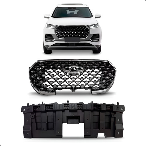 Grade Radiador Para Tiggo 8 Pro 2022 A 2025 Moldura Cromada Preto