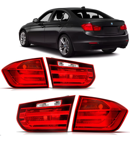Jogo Sinaleira Bmw S3 320 328 2013 A 2015 Led Canto E Tampa Vermelho