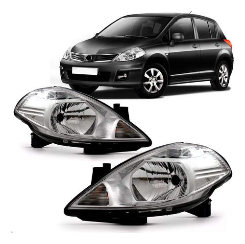 Par Farol Dianteiro Tiida 2007 A 2013 C/ Sinaleira Cristal