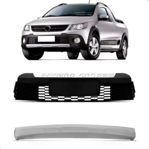 Kit Spoiler C/ Grade Central Saveiro Cross Gv G5 2010 A 2013 Prateado