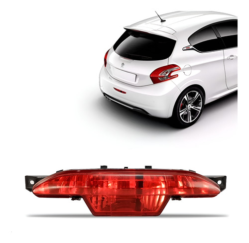Refletor Parachoque Traseiro Peugeot 208 2013 2014 2015 2016 Vermelho