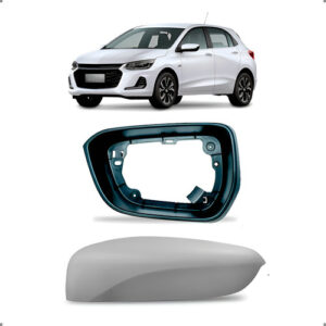 Kit Capa Retrovisor Para Onix 2020 A 2025 Moldura Esquerdo Preto