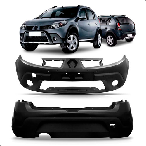 Par Parachoque Para Sandero Stepway 2008 A 2011 Diant. Tras Preto