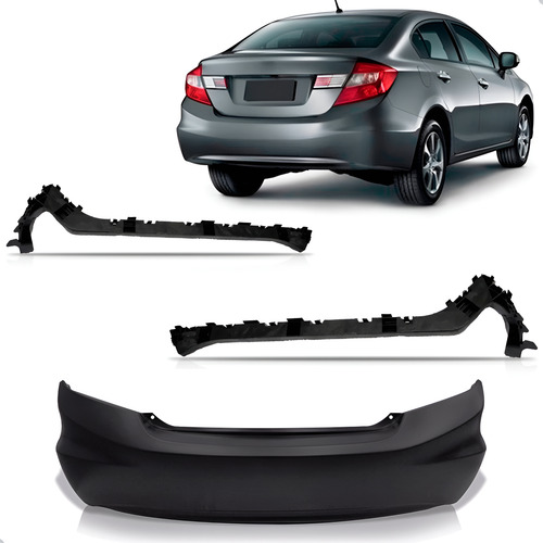 Parachoque Traseiro Civic 2012 A 2016 Com Guias 1a Linha