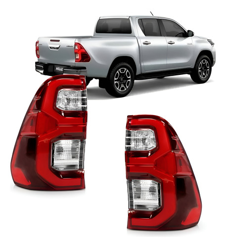 Par Sinaleira Traseira Hilux Srv 2021 2022 C/ Led Vermelho