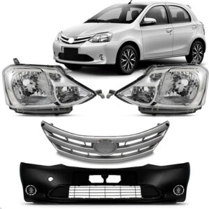 Kit Frente Parachoque Dianteiro Etios 2012 A 2015 Sem Furo Preto