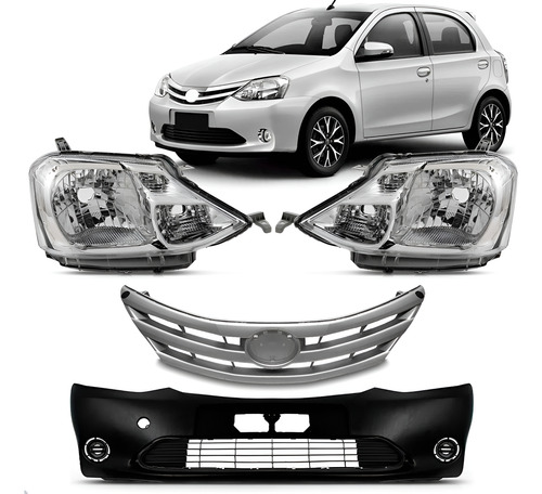Kit Frente Parachoque Dianteiro Etios 2012 A 2015 Sem Furo Preto