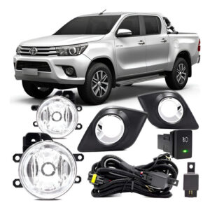 Kit Farol Milha Neblina Hilux 2016 À 2017 Com Aro Cromado Transparente