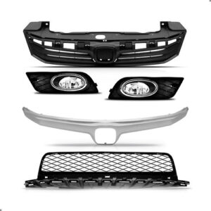 Kit Grades E Farol Milha Para Civic 2013 2014 Preto