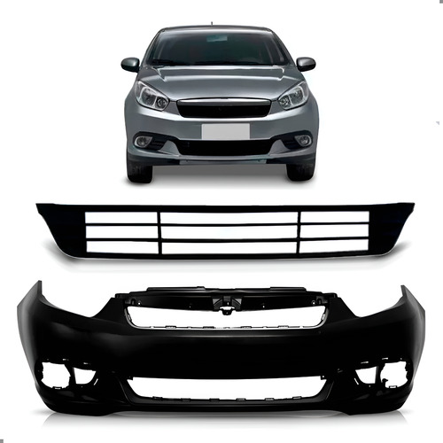 Kit Parachoque Com Grade Para Grand Siena 2012 A 2022 Preto
