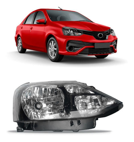 Farol Etios 17 18 2019 2020 2021 Mascara Negra Fume 1ª Linha Direito/passageiro