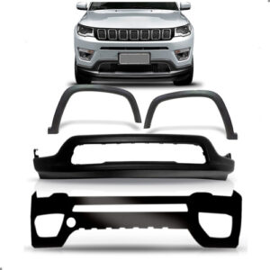 Kit Parachoque Para Jeep Compass 2017 A 2021 Saia Molduras Preto