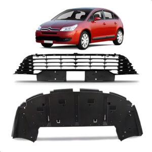 Kit Spoiler Saia Para C4 Pallas 2004 A 2011 C/ Grade Central Preto