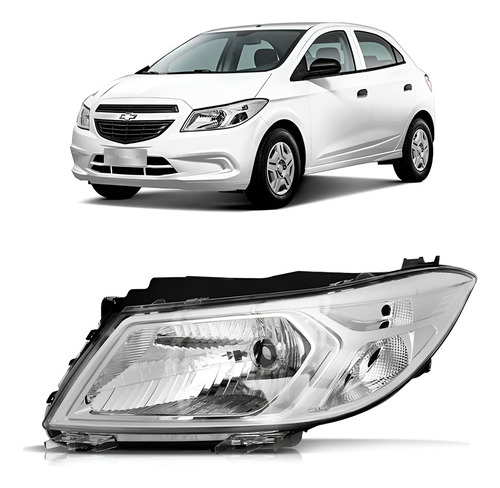 Farol Cromado Onix 2013 A 2017 1ª Linha Esquerdo/motorista