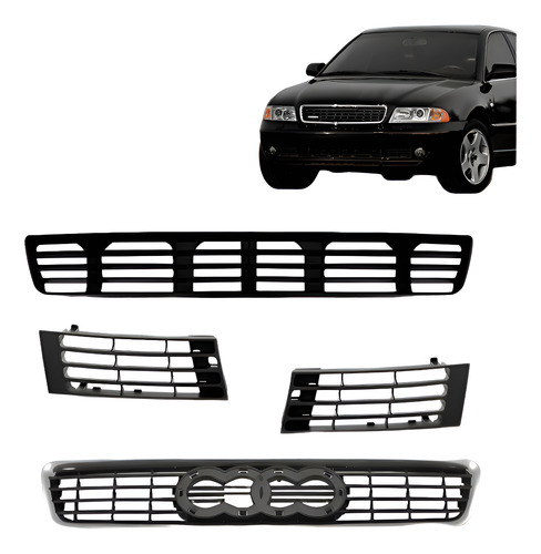 Kit Grade Para Audi A4 1999 2000 2001 Com Molduras Preto