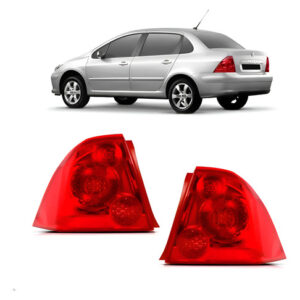 Par Sinaleira Traseira Para Peugeot 307 2007 A 2012 Vermelho