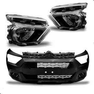 Kit Parachoque E Faróis Para C3 Aircross 2020 A 2025 Sem Led Preto