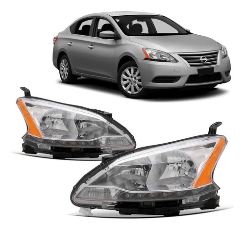 Par Farol Cromado C/ Led Sentra 2014 A 2016