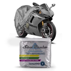 08 Capas Cobrir Moto Impermeável Proteção Uv G Mega Desconto Cinza