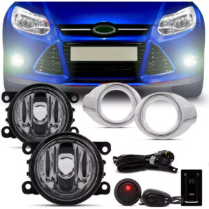 Kit Farol Milha Auxiliar Focus 2014 2015 Com Grade Cromado
