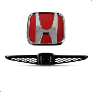 Kit Grade Para New Fit 2009 A 2012 Com Emblema Vermelho Preto