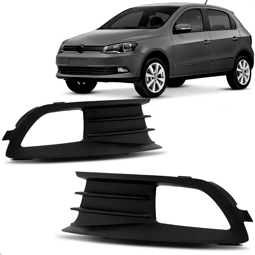 Par Moldura Grade Milha Vw Gol 2013 A 2016 Preto C/ Furo - Preto - Ambos Os Lados