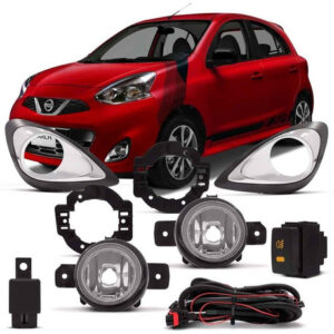 Kit Farol Auxiliar March 2015 À 2017 Com Grade Cromado.
