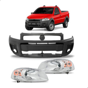 Kit Parachoque/par Faróis Strada Working 2014 Até 2018 Novo Preto