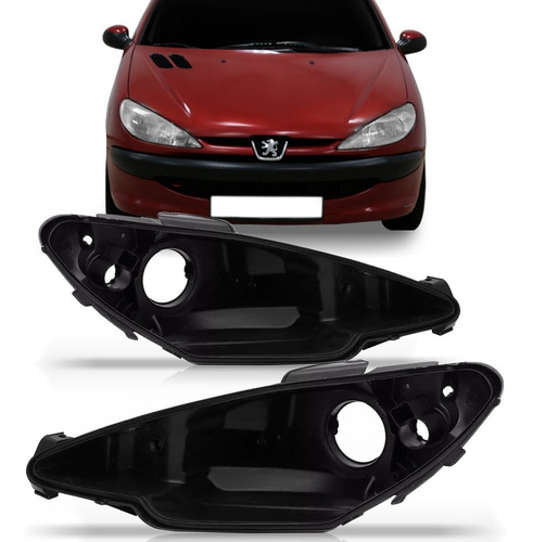 Par Carcaça De Farol Peugeot 206 04 05 06 07 08 09 10 2011.