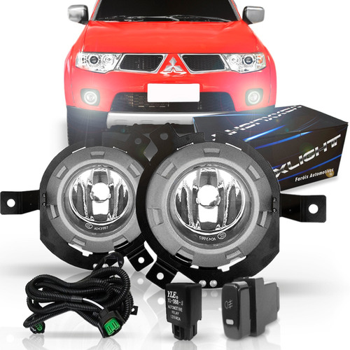 Kit Farol Milha L200 Triton 2007 2008 2009 2010 Aro Cinza