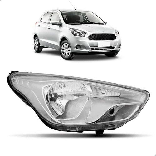 Farol Para Ford Ka 15 16 2017 2018 Cromado Manual 1ª Linha Direito/passageiro