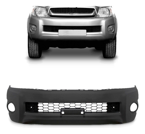 Parachoque Dianteiro Hilux 2009 A 2012 Com Furo Com Grade Preto