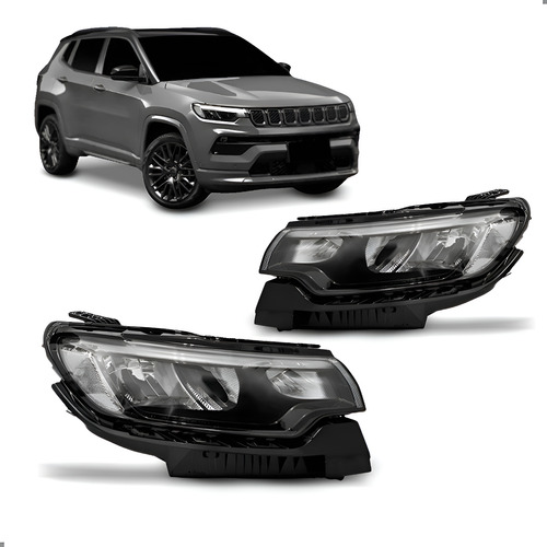 Par Farol Para Compass 2022 A 2025 Eletrico Motor Led Reator Ambos Lados