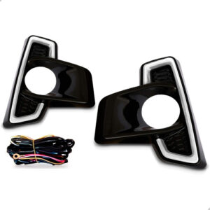 Kit Moldura Milha Hilux Pick Up 2018 A 2020 Com Led Preto