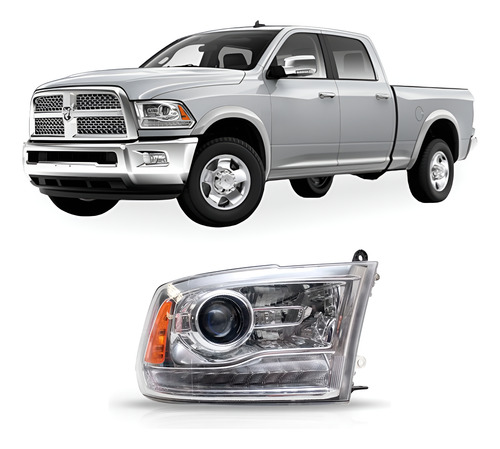 Farol Dodge Ram 2500 16 A 17 Cromado Elet C/led 1a Linha Direito/passageiro
