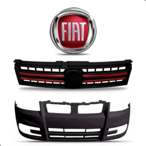 Kit Parachoque Grade Vermelha Diant. Para Stilo 2008 A 2011 Preto