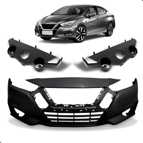 Parachoque Para Versa 2021 2022 2023 Com Guias 1a Linha  Preto