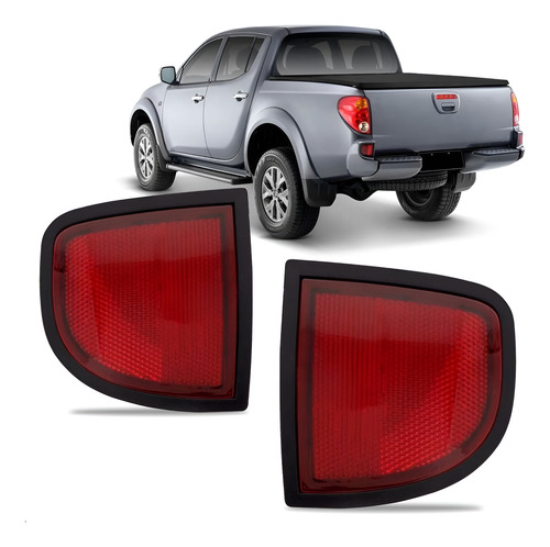 Par Lanterna Refletor Neblina L200 Triton 07 A 12 Parachoque - Esquerdo E Direito - Vermelho