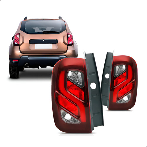 Par Sinaleira Traseira Com Led Duster 2016 17 18 19 2020 Vermelho