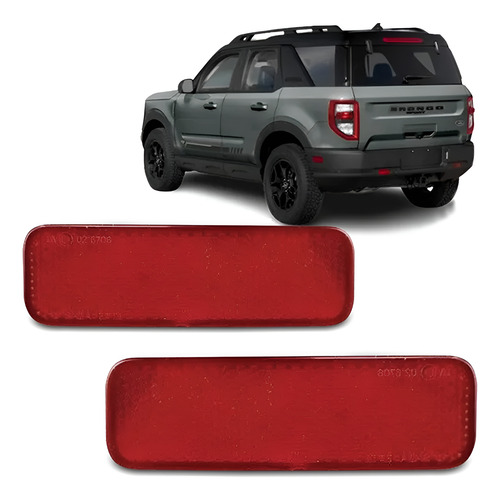 Par Refletor Parachoque Traseiro Bronco 2021 2022 Vermelho