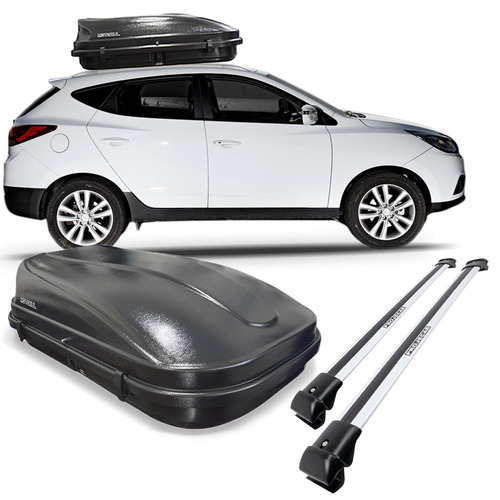 Kit Travessa Ix35 Cor Prata Com Bau Maleiro 510 Litros Preto