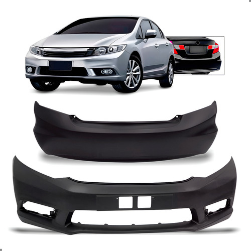 Par Parachoque Para Civic 2012 A 2016 Dianteiro E Traseiro Preto