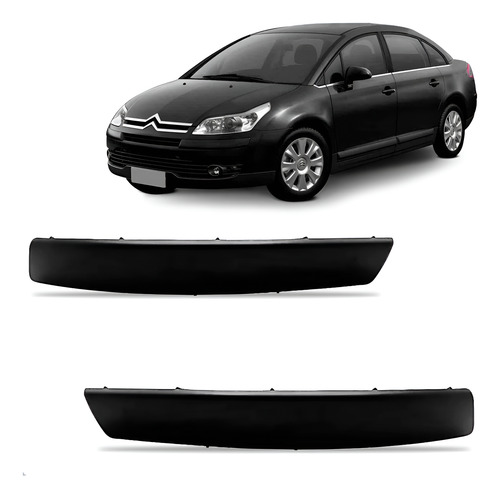 Par Moldura Parachoque Dianteiro C4 2008 Até 2014 Pallas Preto