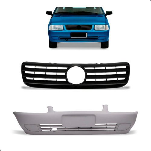 Kit Parachoque E Grade Para Santana 1999 2000 2001 A 2005 Preto Preto